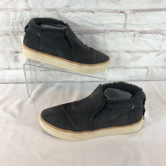 TOMS Women's 9 Gray Paxton Suede Slip-on Fur Lined Chukka Sneakers - Picture 4 of 9